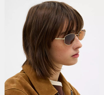 Lentes Coach Mujer Gafas de Sol Metal Narrow Rectangulares