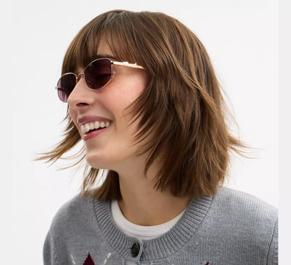 Lentes Coach Mujer Gafas de Sol Metal Narrow Rectangulares