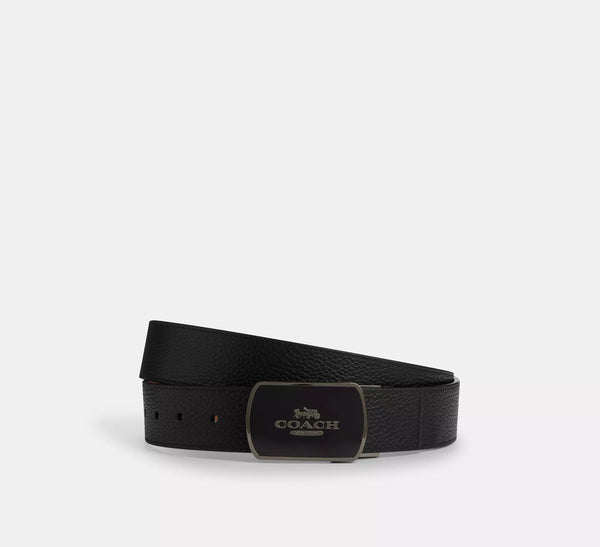Cinto Coach Hombre Hebilla Logo Reversible Ajustable 38mm Elegante