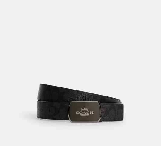 Cinto Coach Hombre Hebilla Logo Reversible Ajustable 38mm Elegante